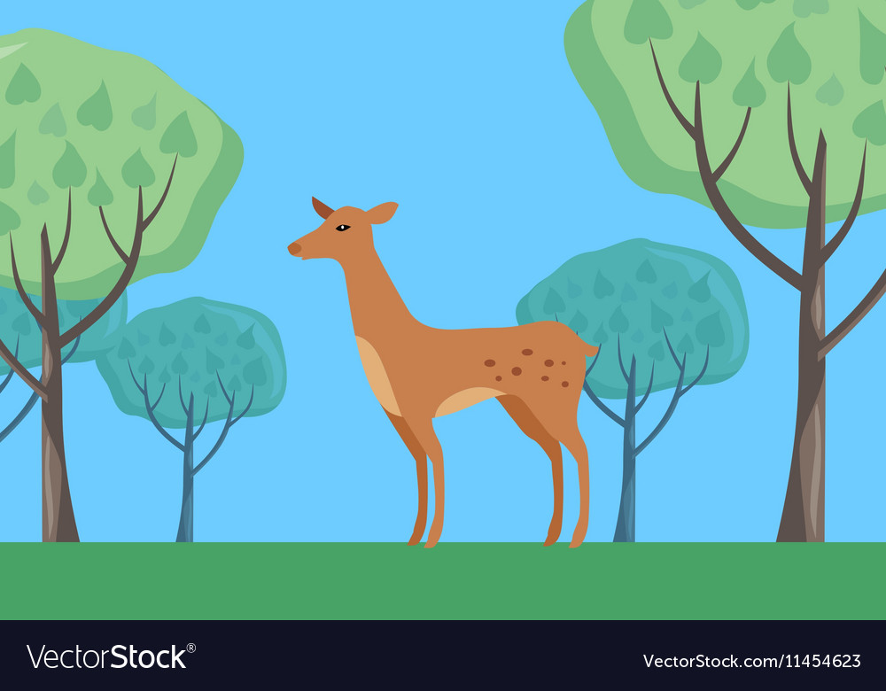 fallow-deer-in-habitat-flat-design-royalty-free-vector-image