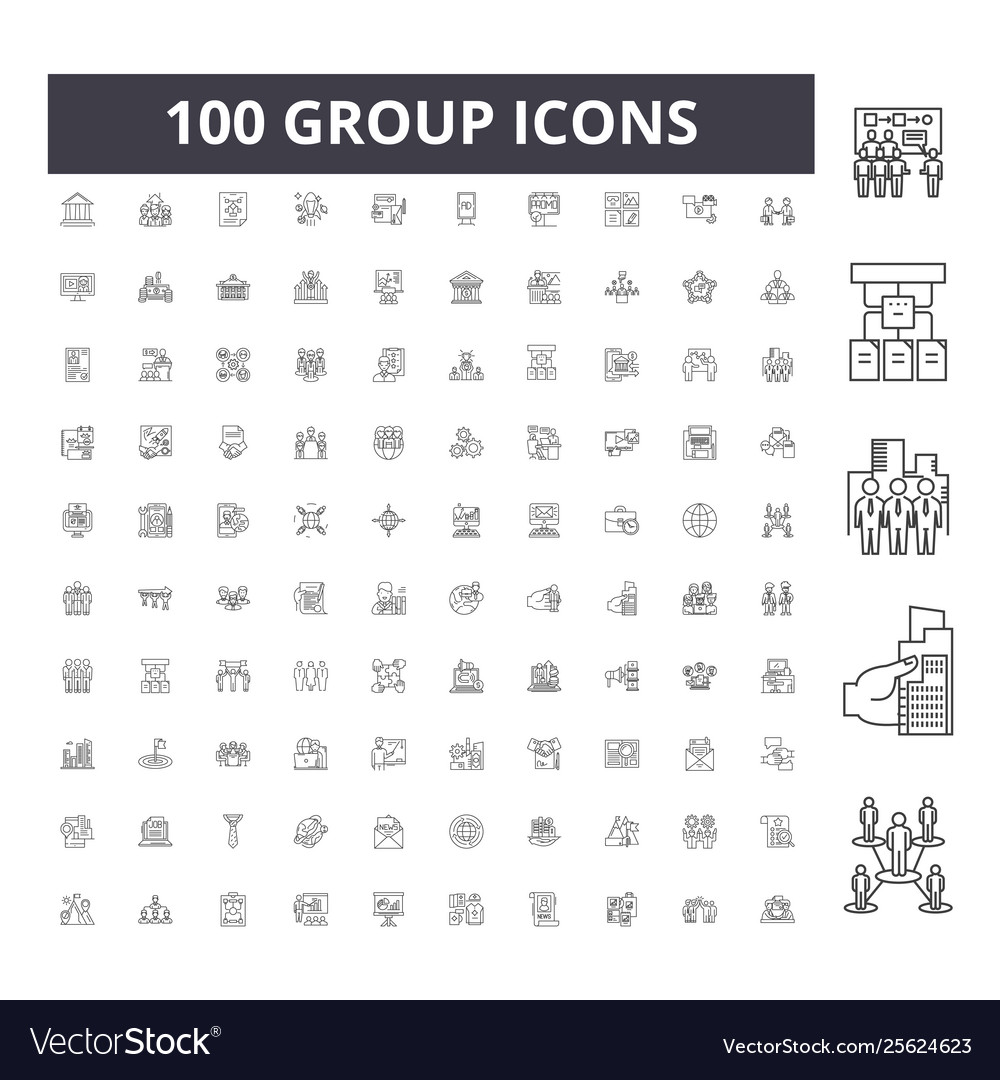 Group line icons signs set outline