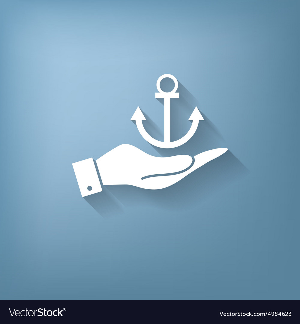 Hand holding a nautical anchor seafaring