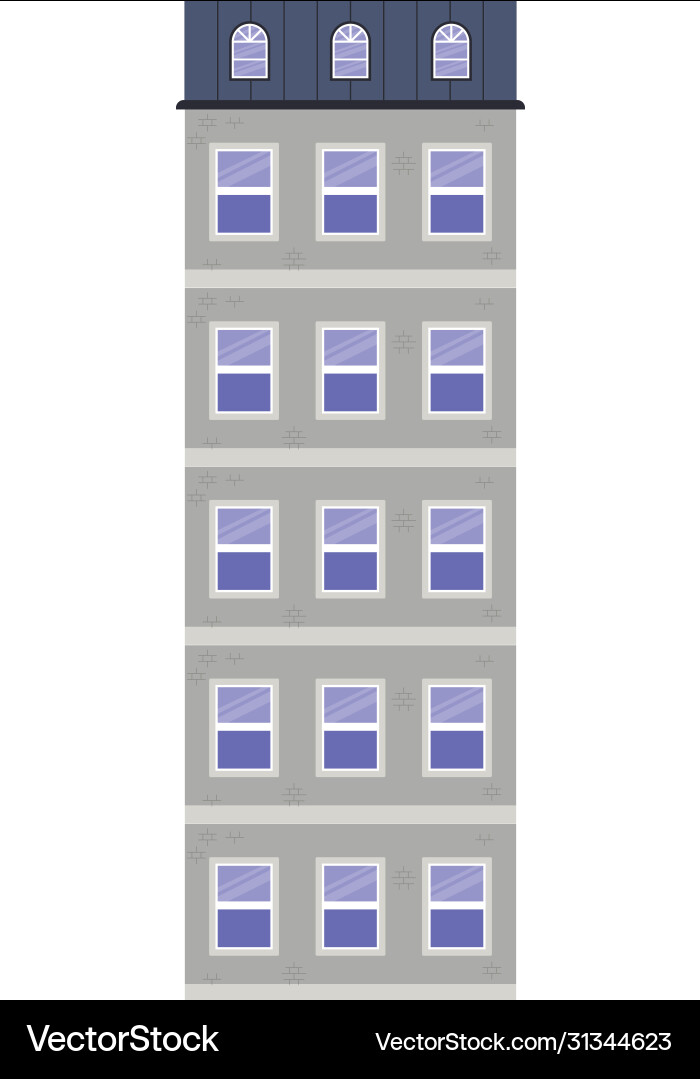 Isolated windows outside gray building Royalty Free Vector