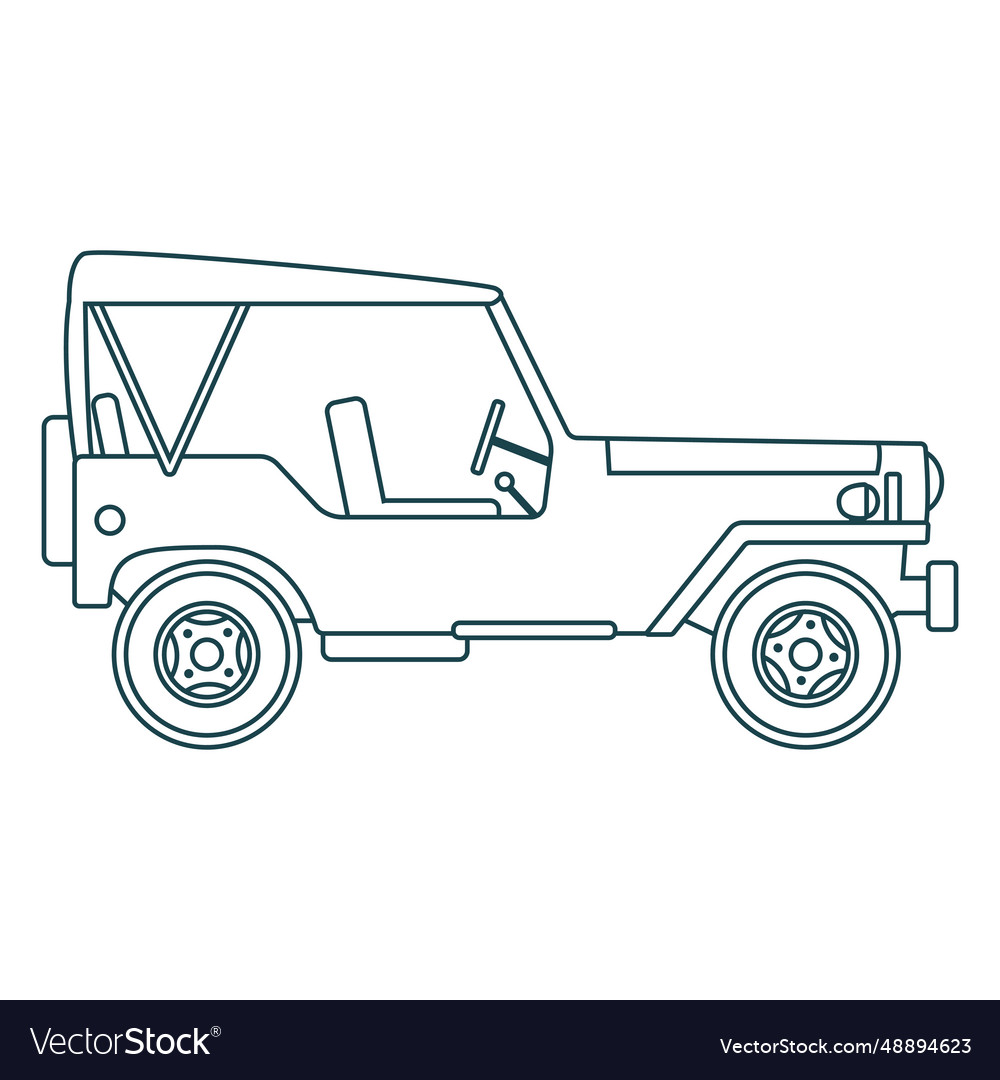 Jeep vehicle car body wheel stroke Royalty Free Vector Image