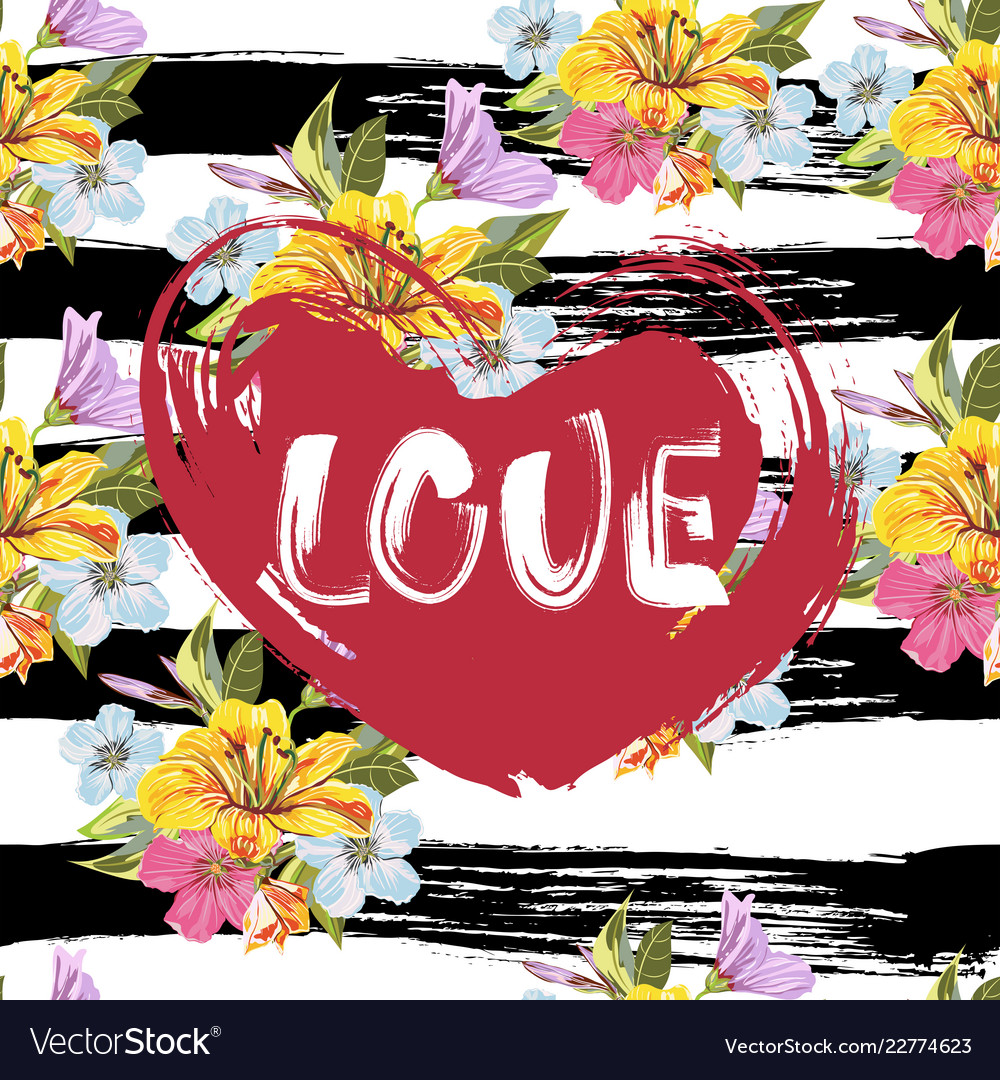 Love handmade art lettering on red grunge heart Vector Image