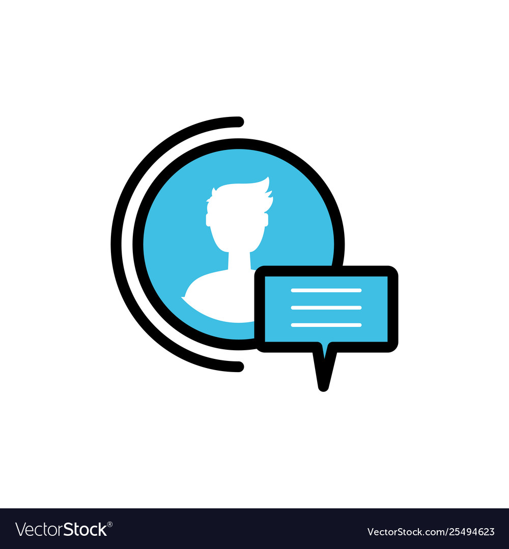 Male user acount with speech bubble