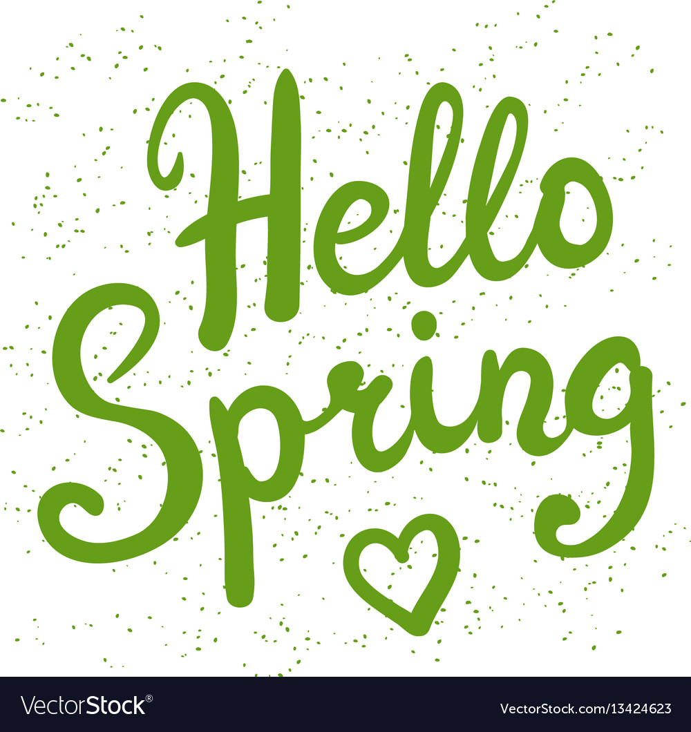 Phrase hello spring brush pen lettering