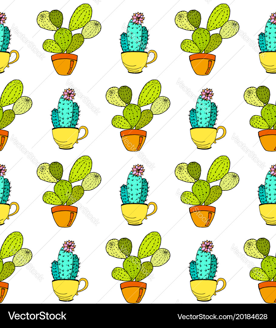 Cactus background seamless pattern Royalty Free Vector Image