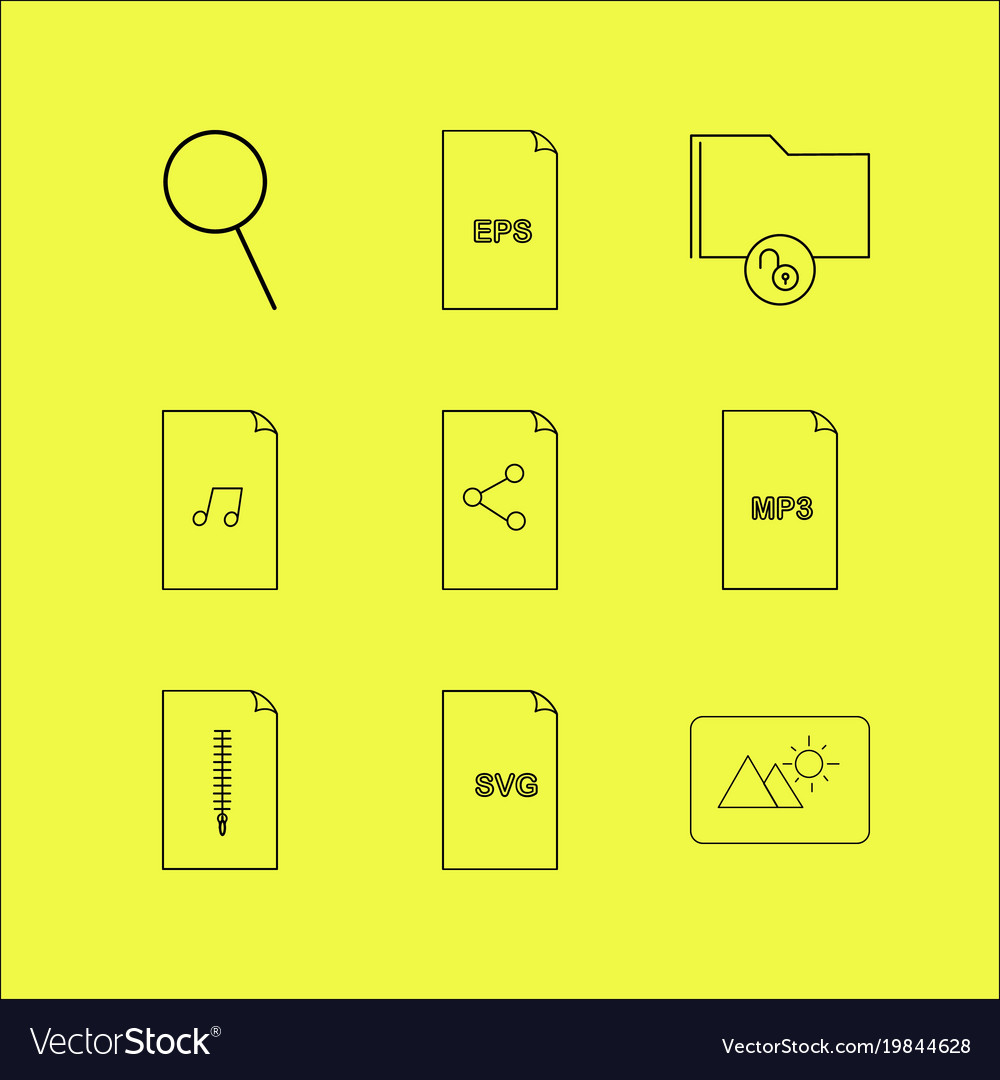 Files and folders linear icon set simple outline