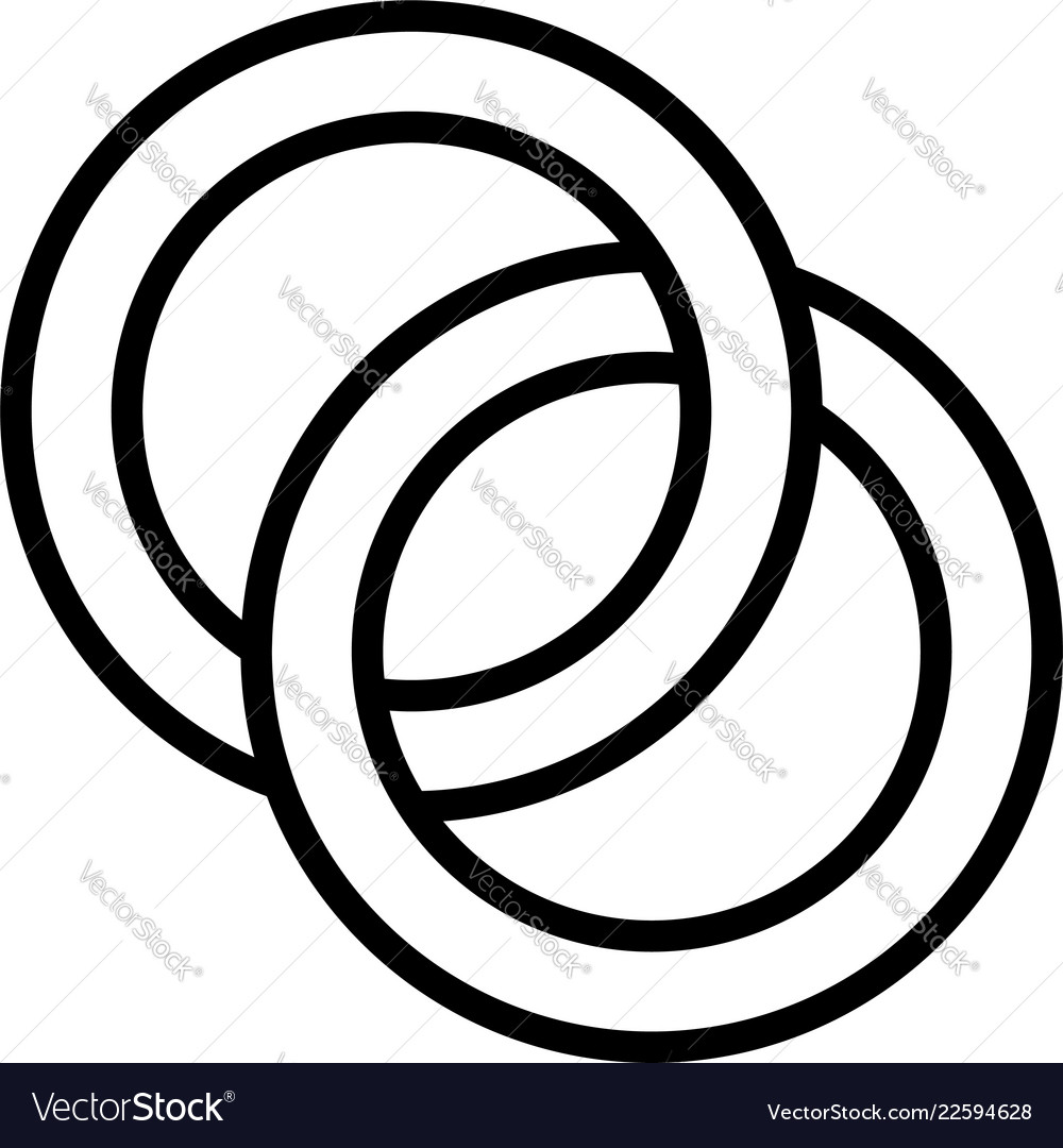 Interlocking circles rings contour Royalty Free Vector Image