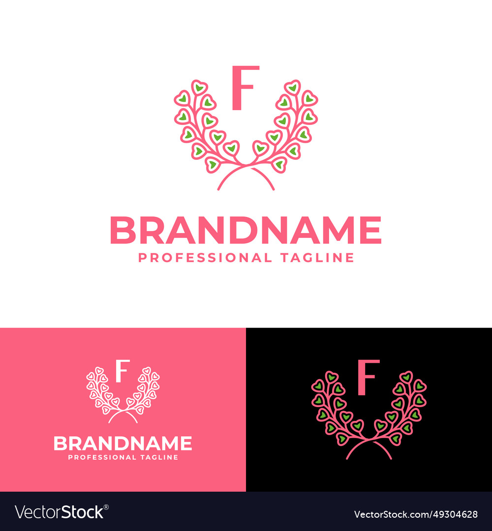 Letter f laurel love logo passend für business