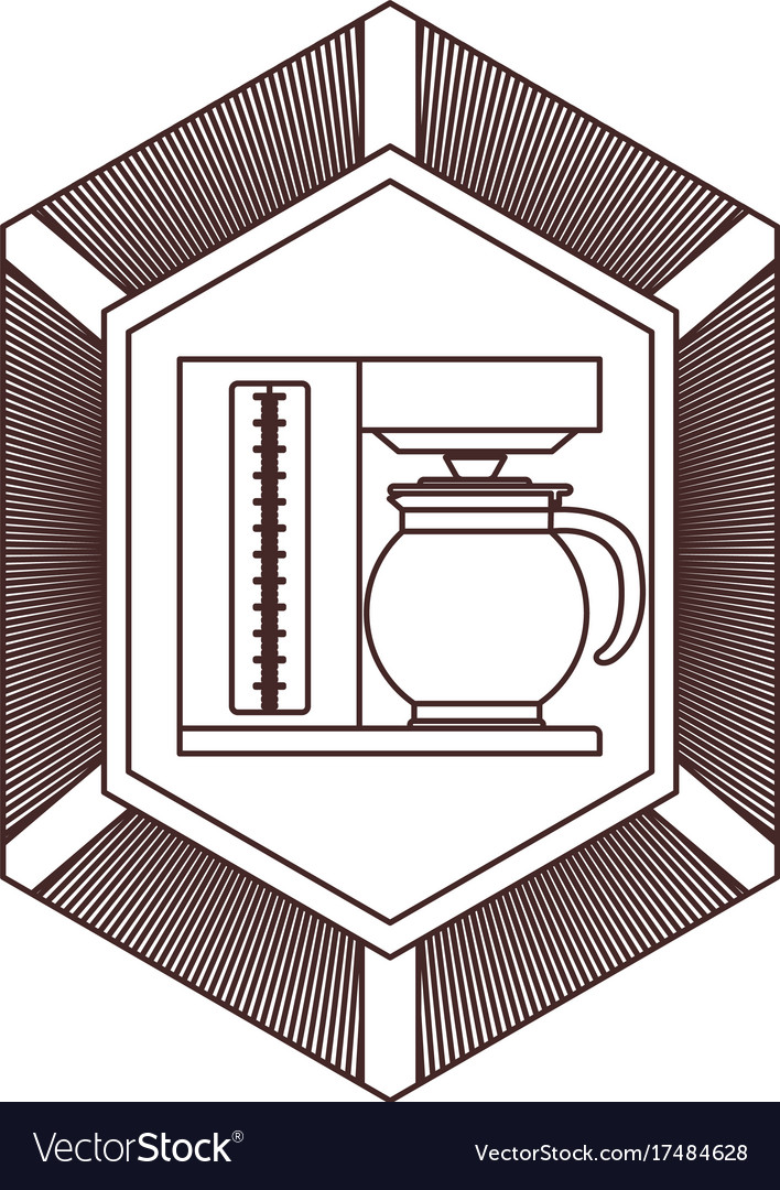 Logo badge decorative of coffee maker with glass Vector Image