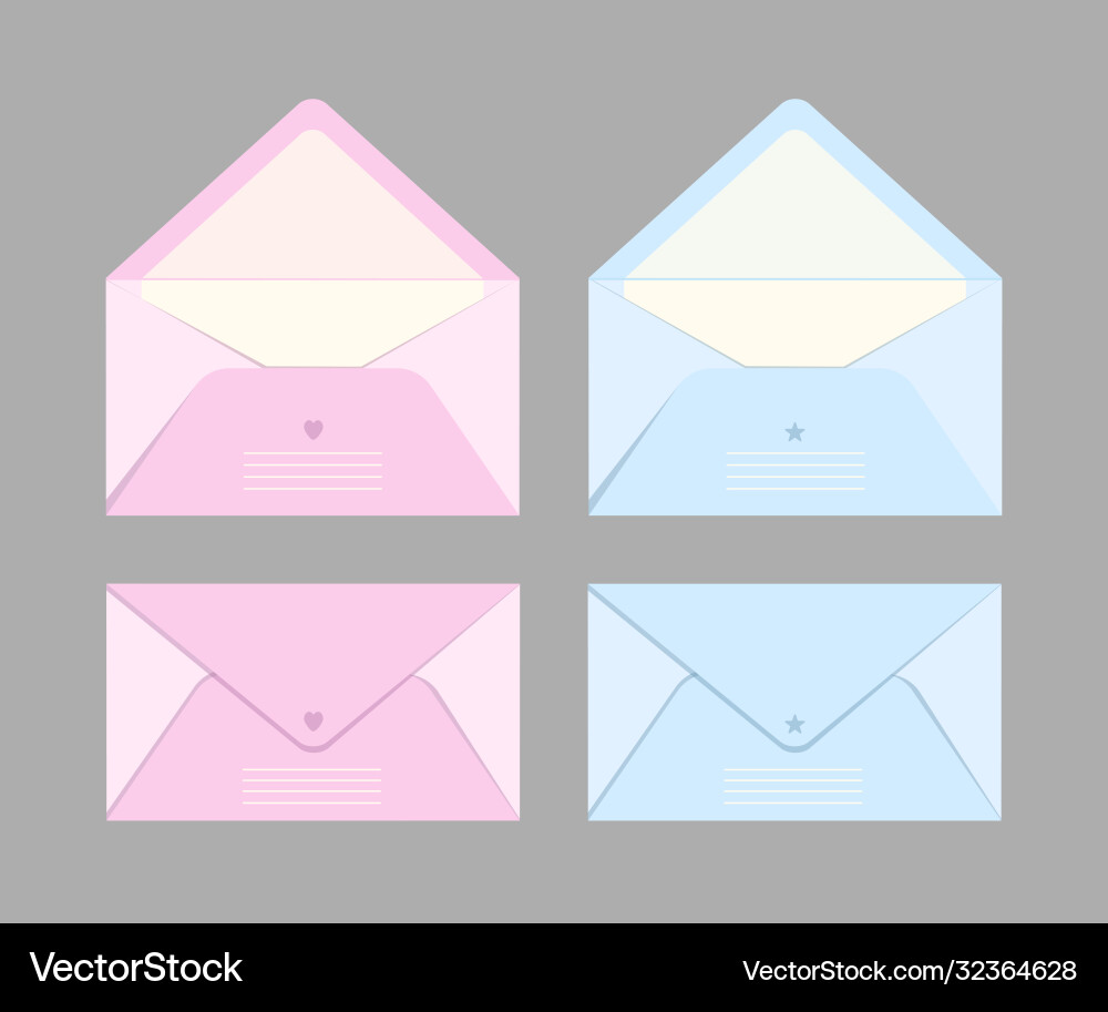 Set isolated postal envelopes Royalty Free Vector Image