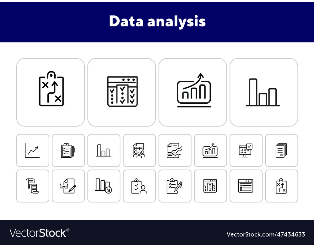 Data analysis icons Royalty Free Vector Image - VectorStock