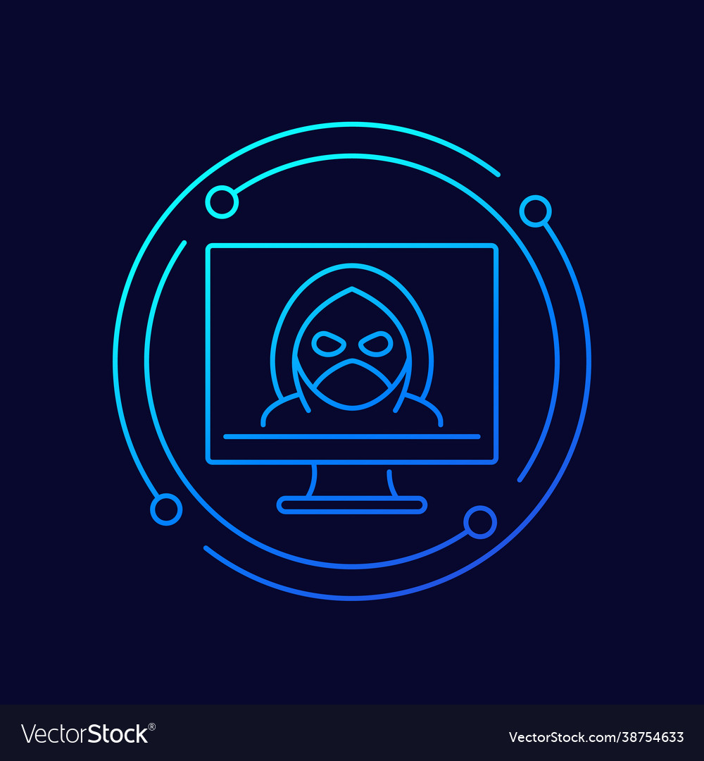 Hacker Cyber Crime Line Icon Royalty Free Vector Image