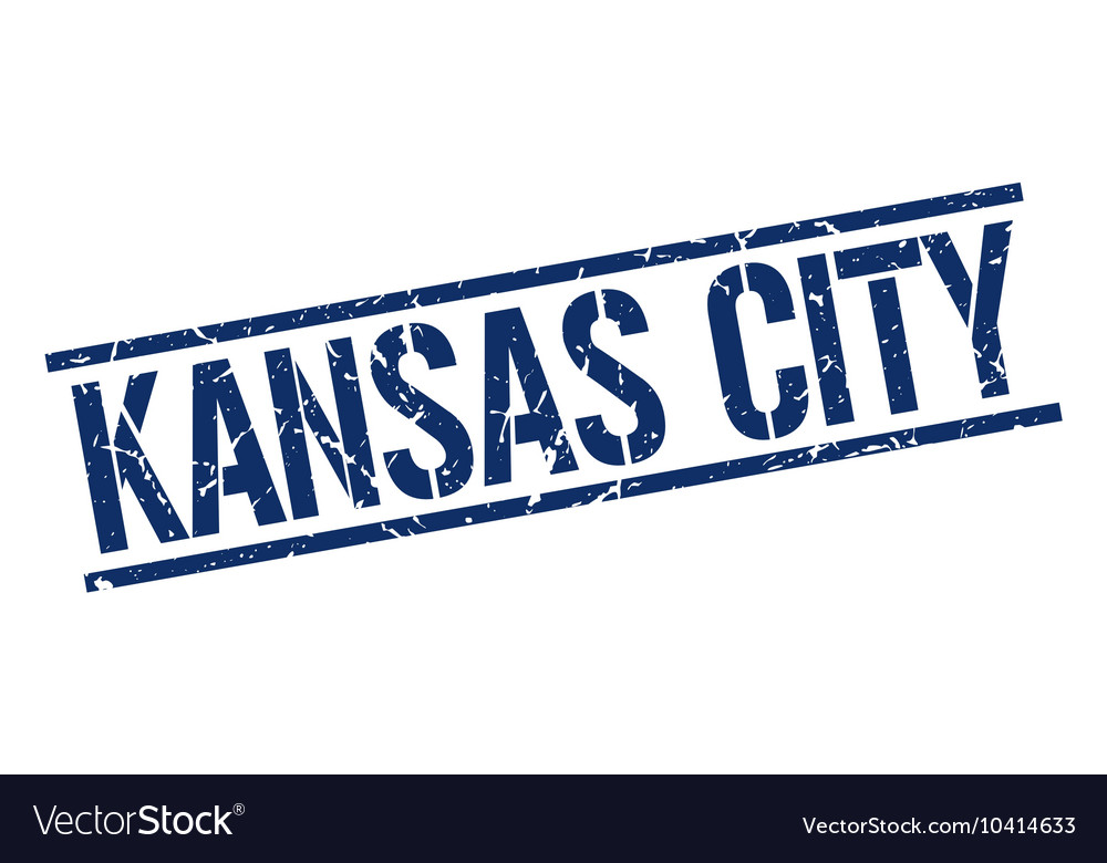 Kansas city blue square stamp Royalty Free Vector Image