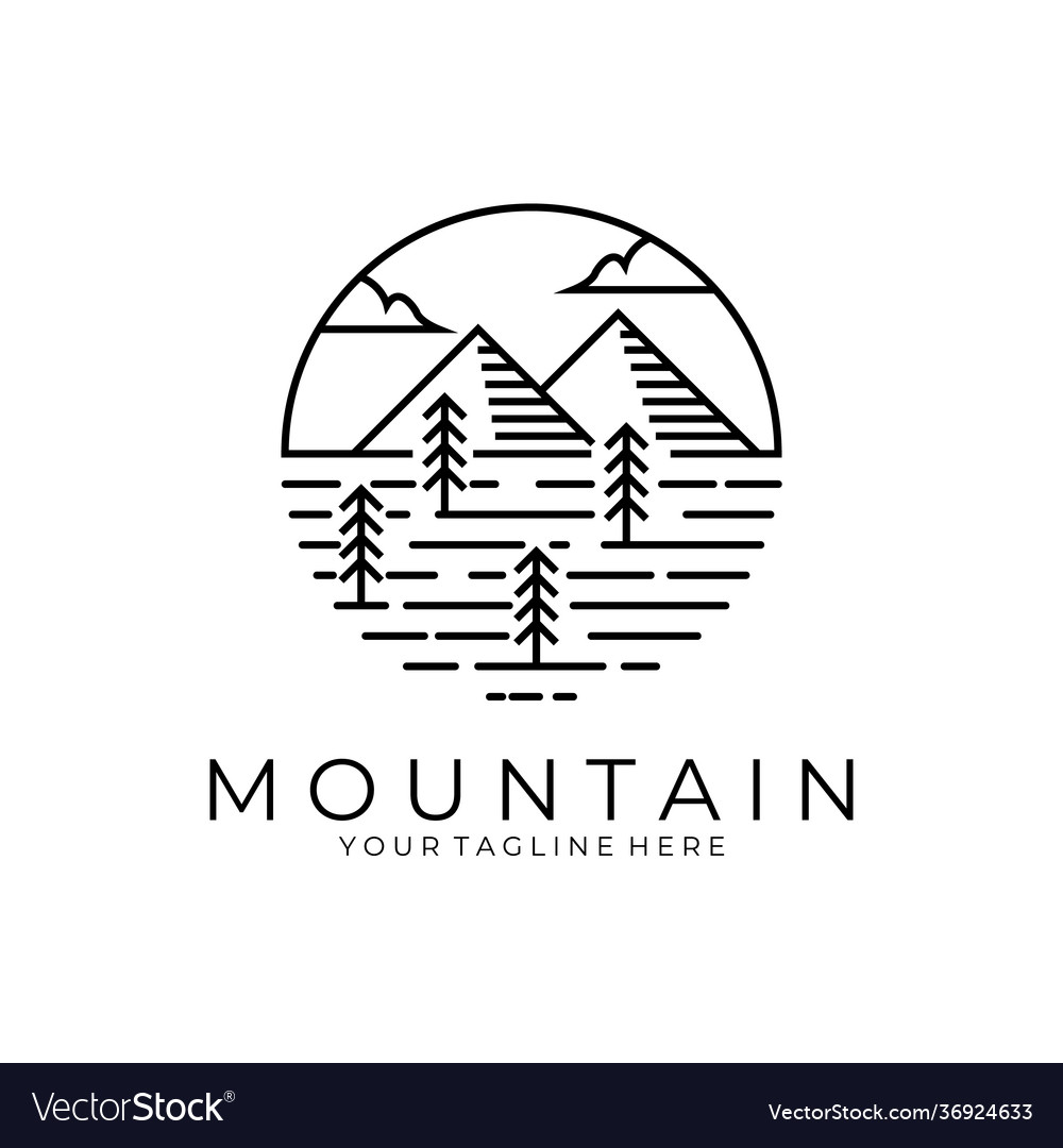 Mountain logo minimalist line art design