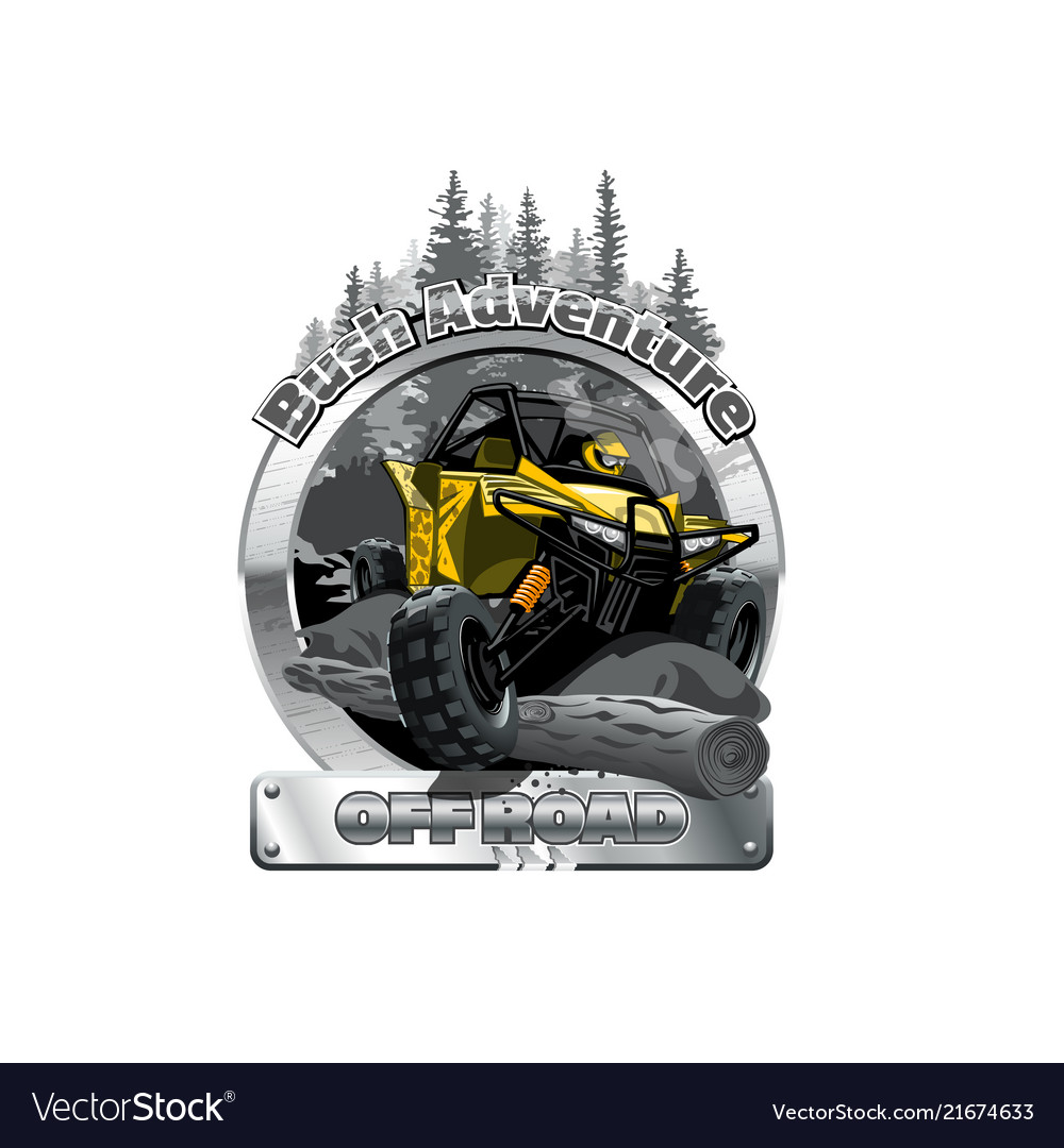 Off-road atv buggy logo bush adventute Royalty Free Vector