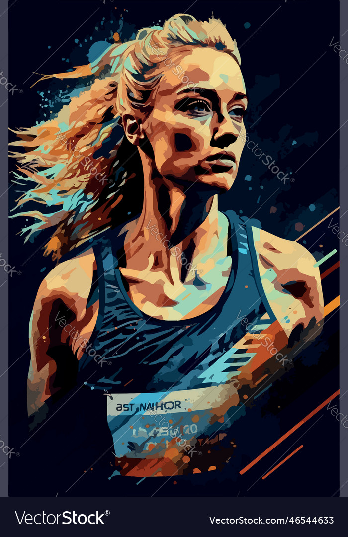 Professional athlete art of woman doing sport