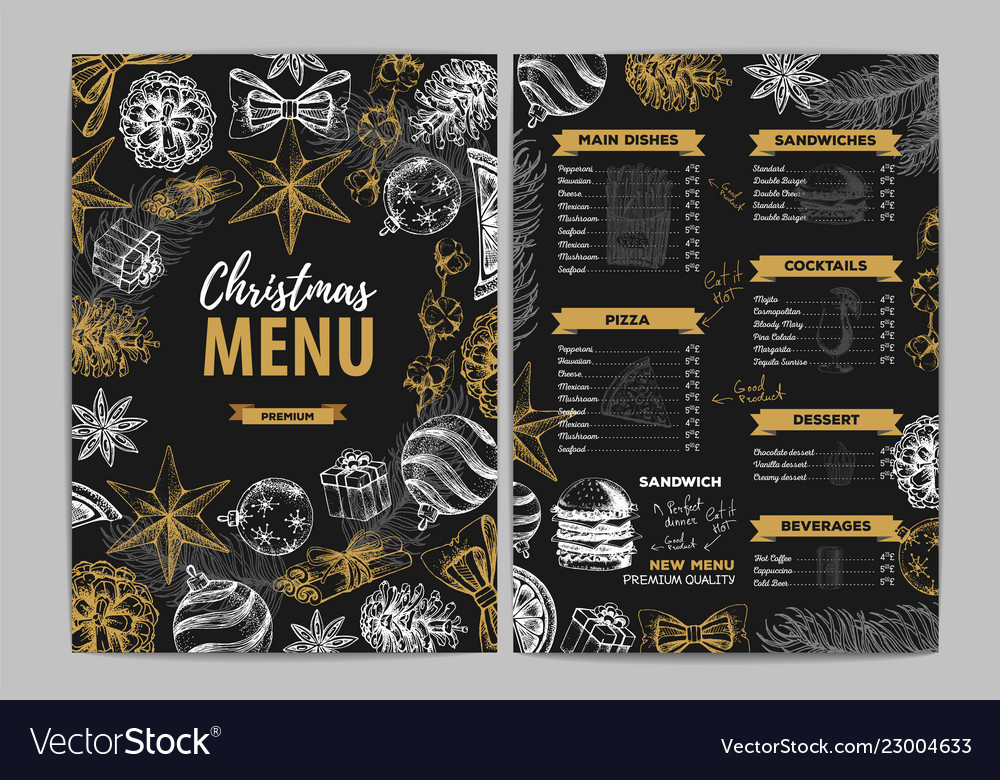 restaurant christmas holiday menu design vector image