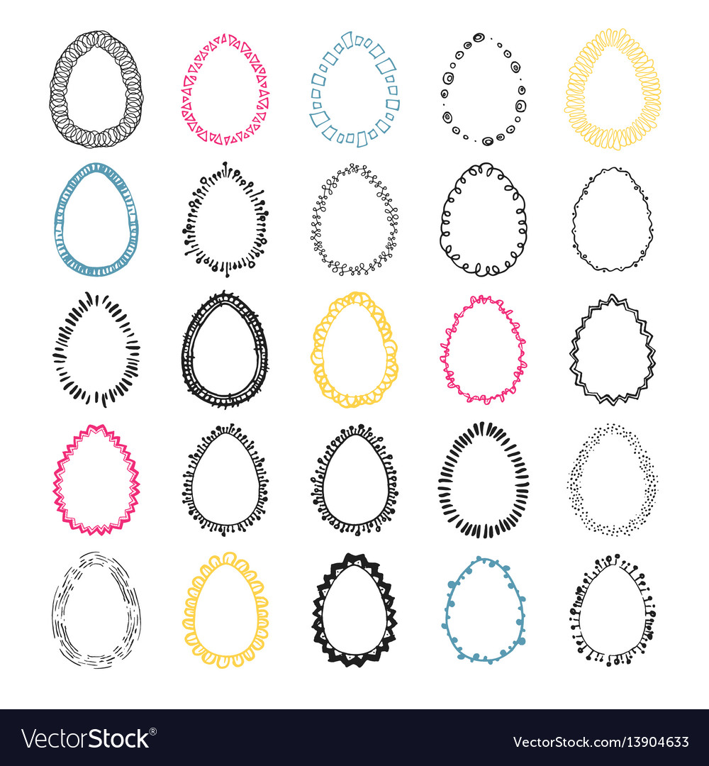 Set Handdrawn Doodle Eggs Royalty Free Vector Image