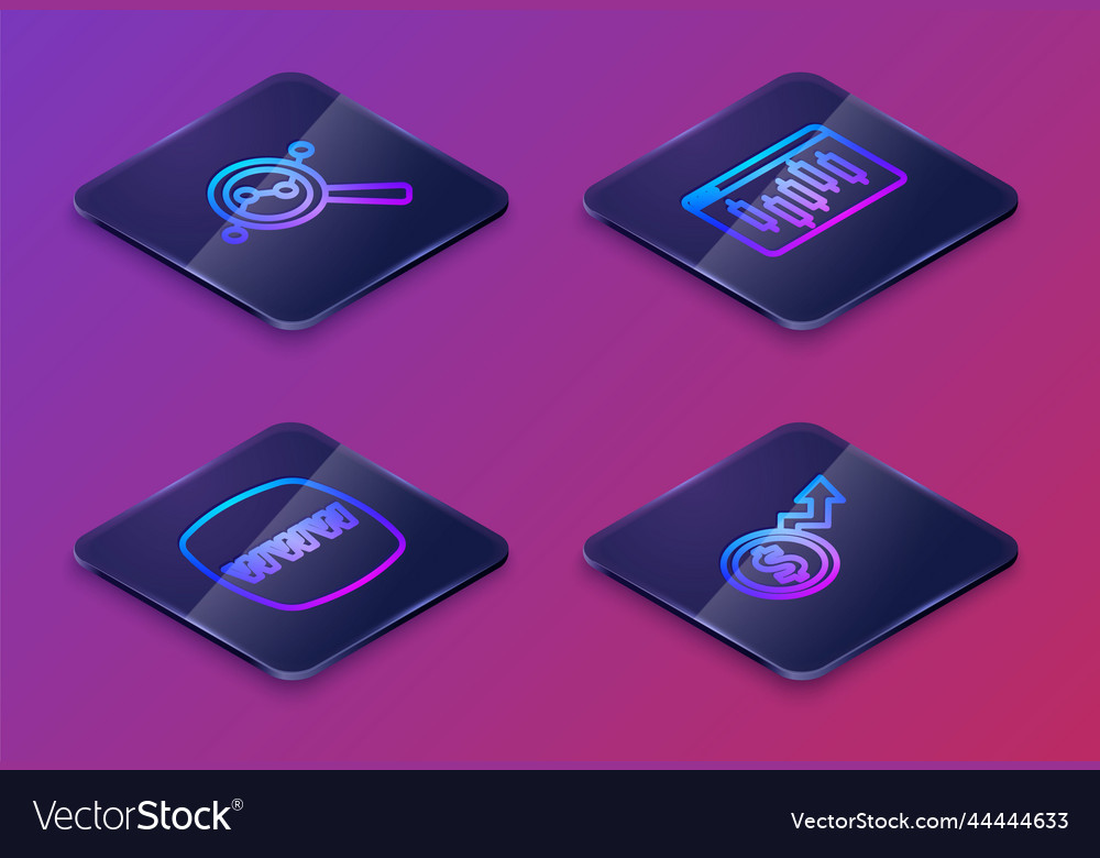 Set isometric line search data analysis website vector image Set isometric line search data analysis website