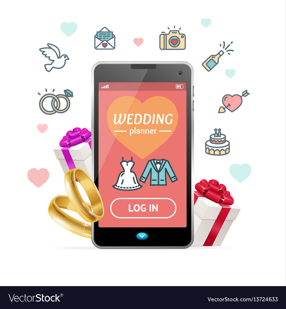 Wedding planner concept mobile phone app