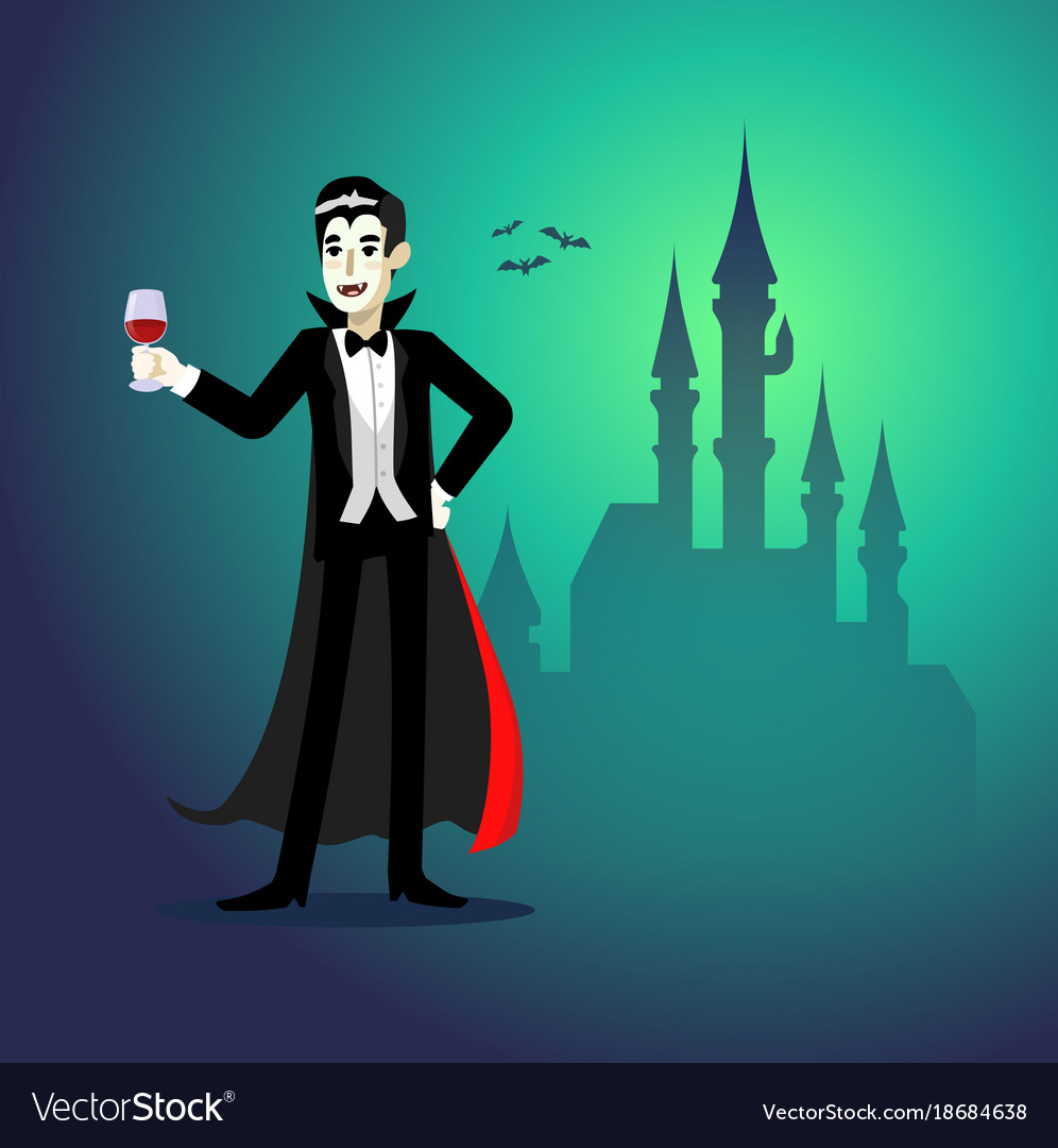 Cartoon Vampire Drinking Blood, Stock vector