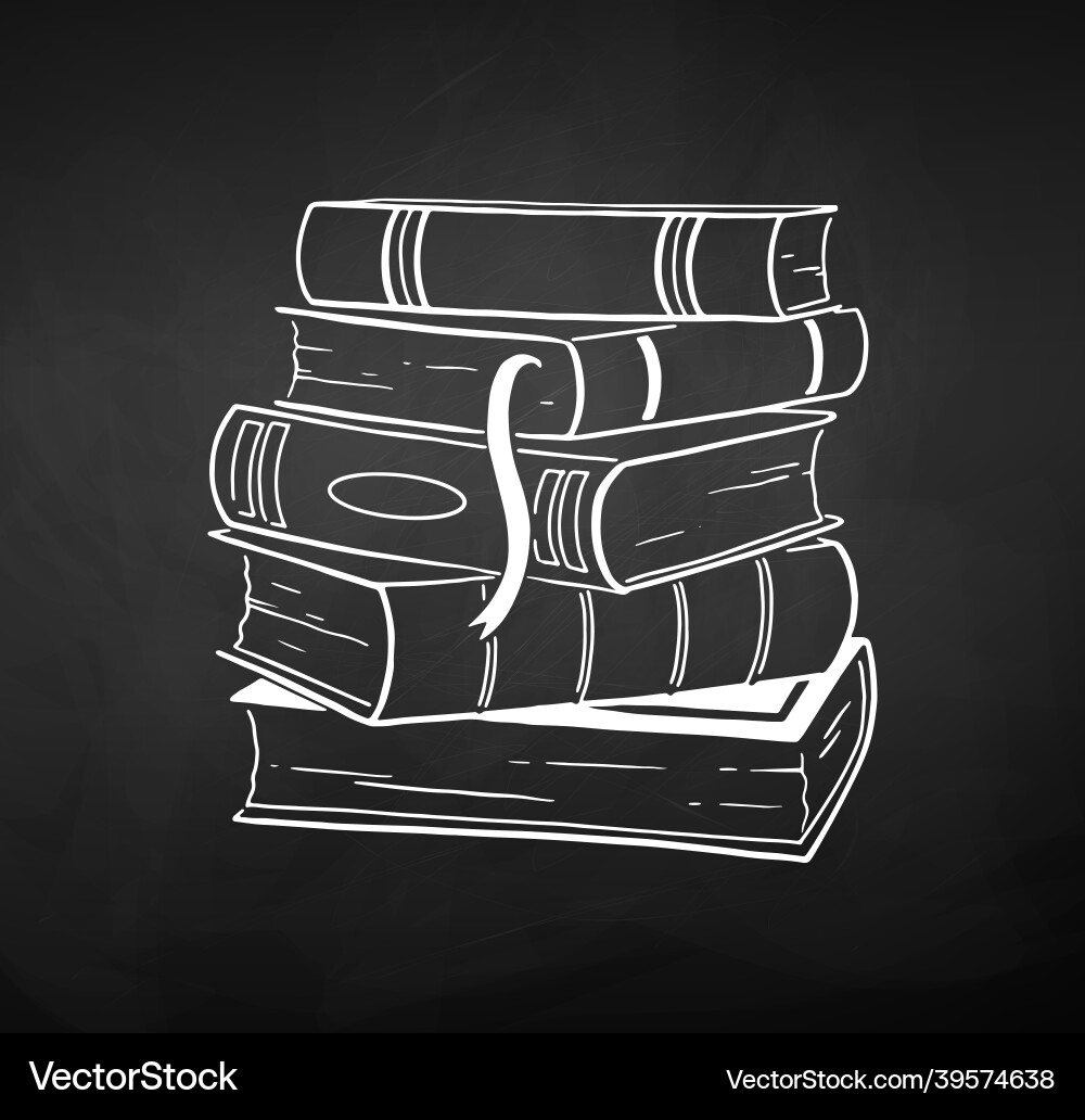 Chalk drawn of stack of books Royalty Free Vector Image