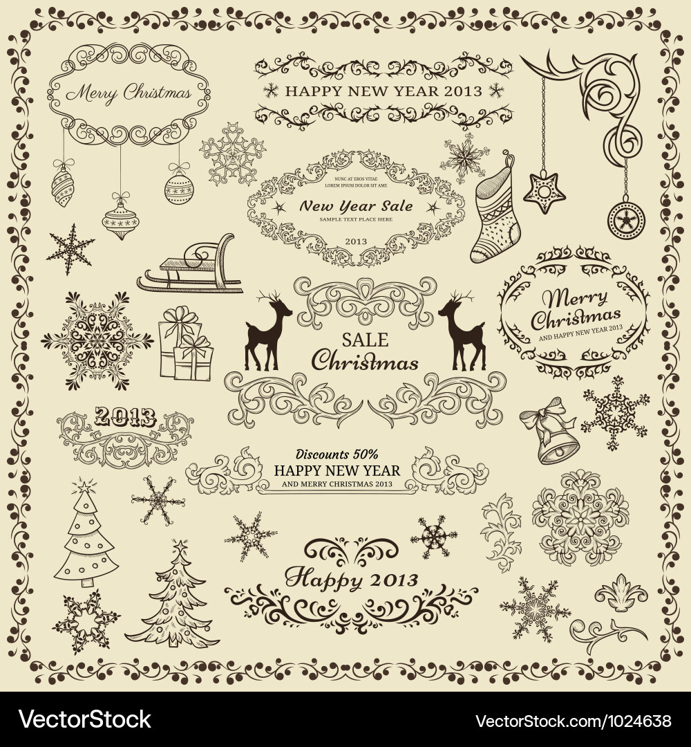 Collection christmas elements Royalty Free Vector Image