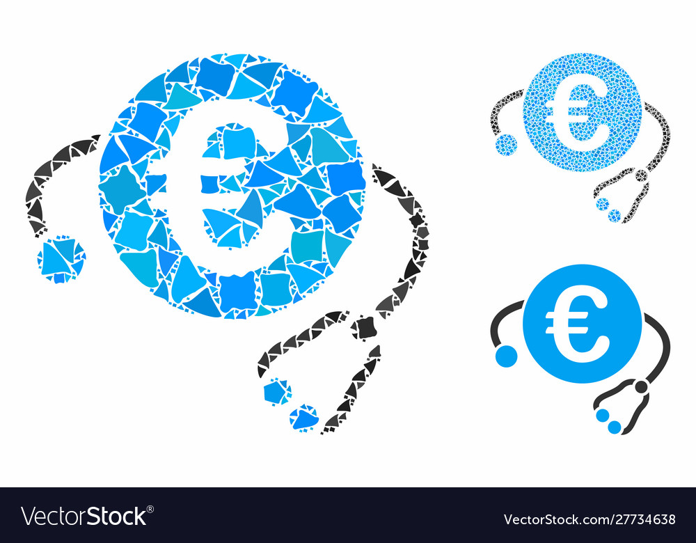 Euro payment medicine mosaic icon unequal items