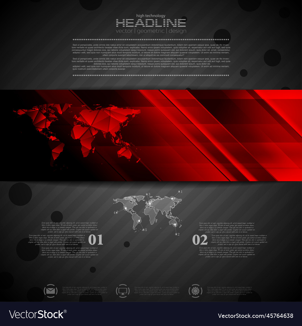 Geometric brochure design with bright red hi-tech