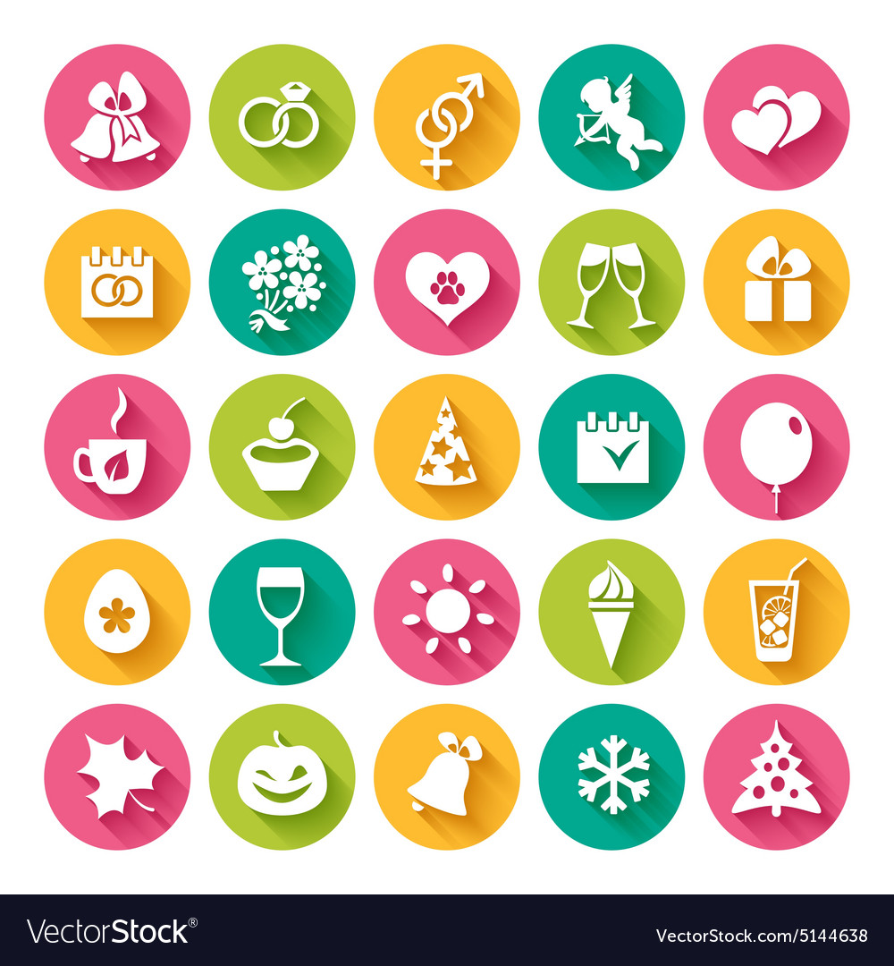 Set of 25 flat icons Royalty Free Vector Image