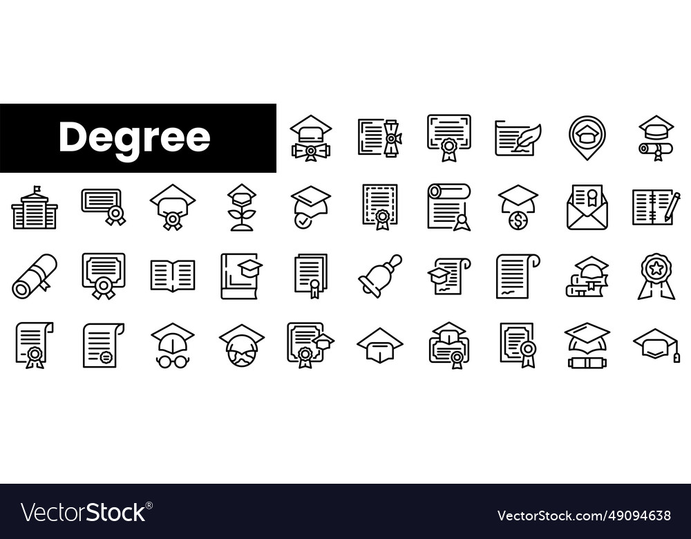 Set of outline degree icons