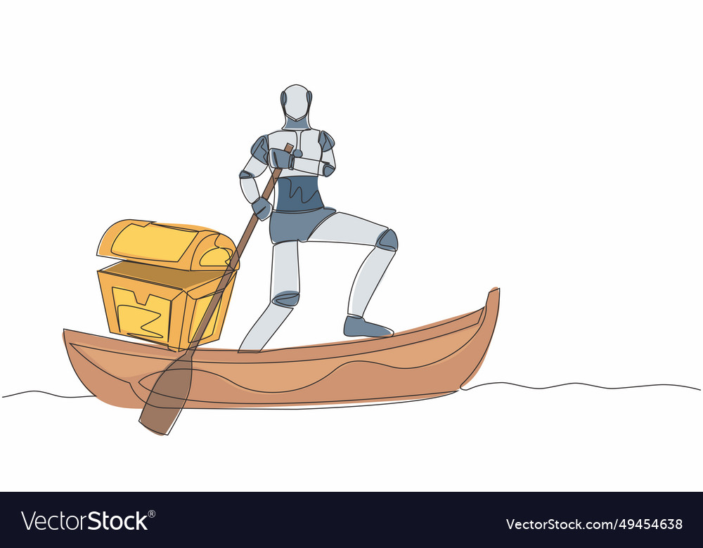 Single continuous line drawing robot sailing away