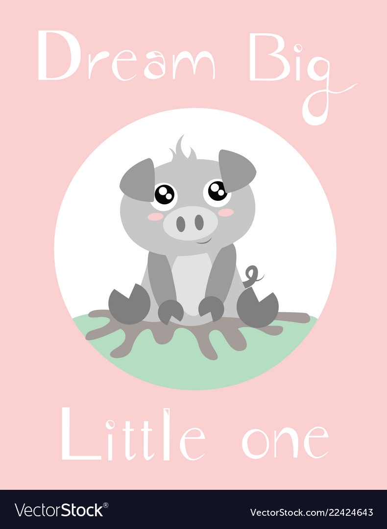 Baby piglet with pink background