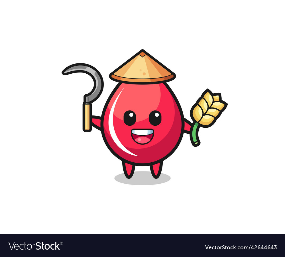 Blood drop asian farmer holding paddy