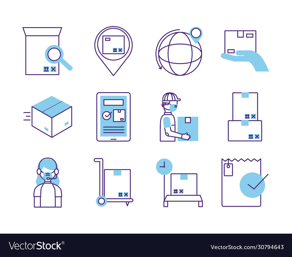 Bundle delivery service icons Royalty Free Vector Image