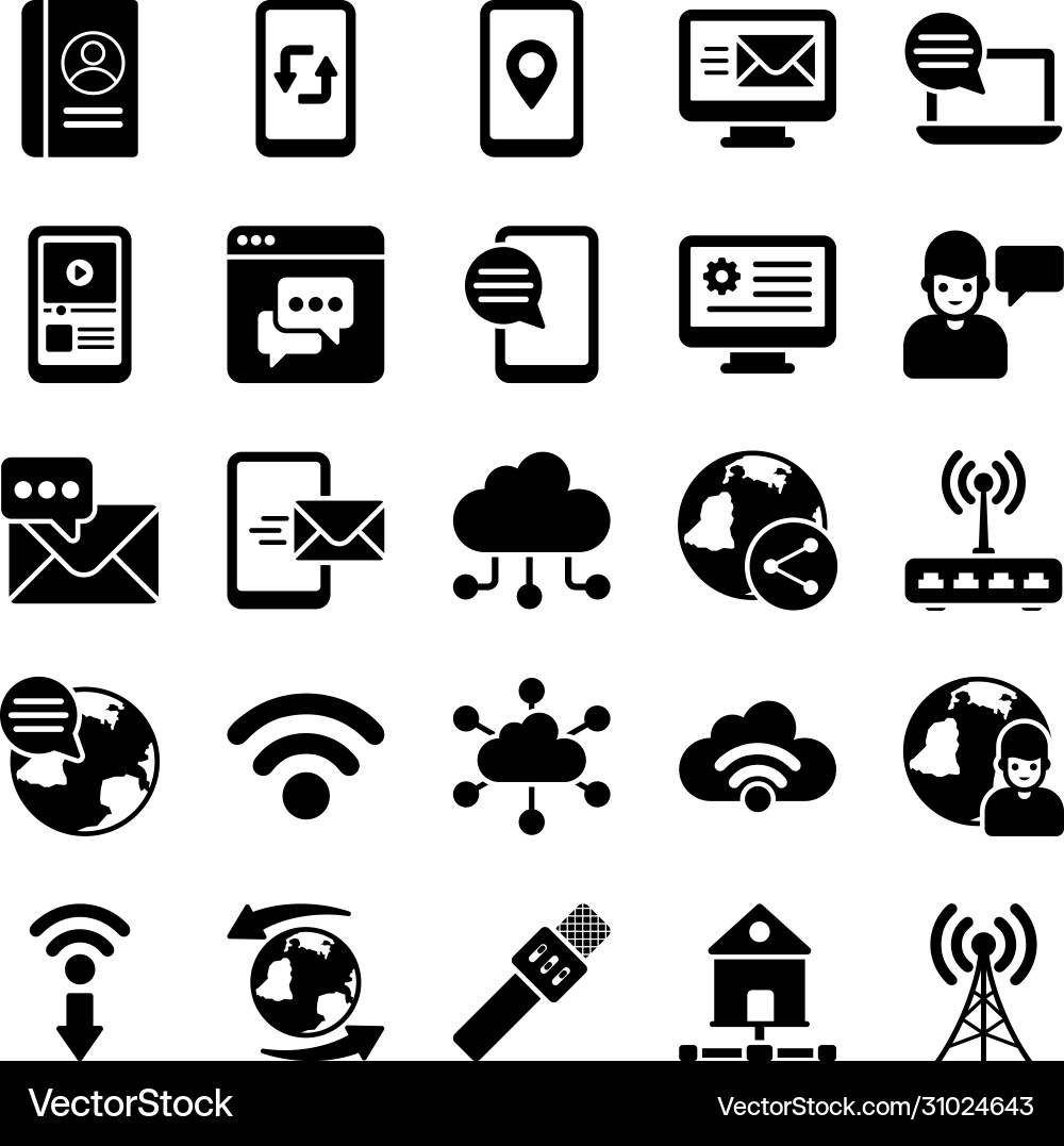 Cloud technology glyph icons pack Royalty Free Vector Image