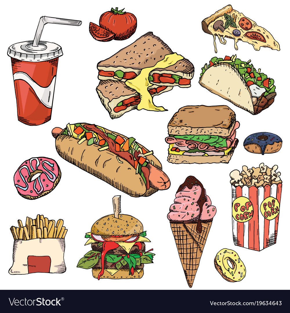 Fast food background snack collection junk