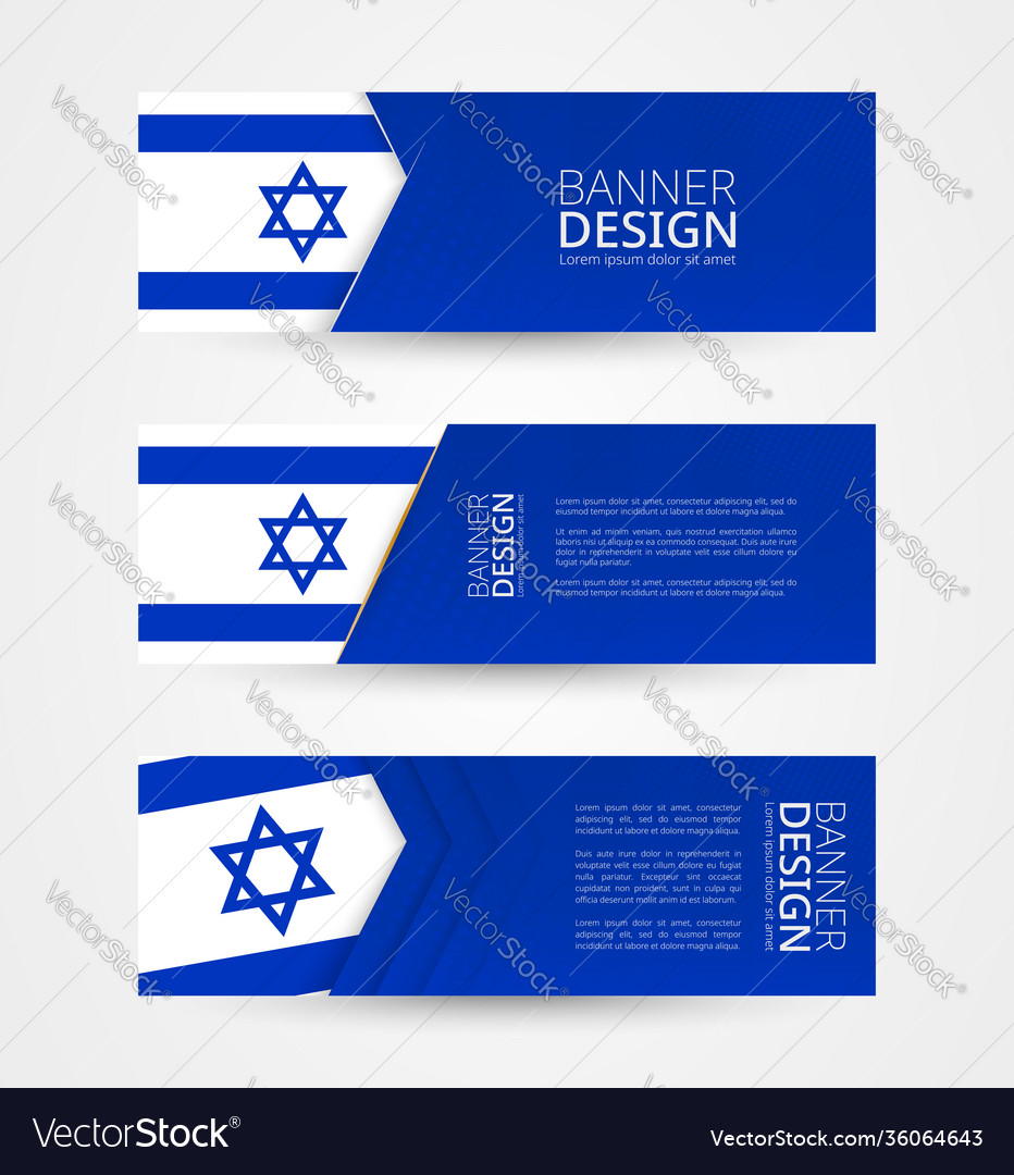 Set three horizontal banners with flag