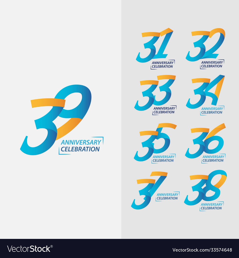 39 year anniversary celebration set template Vector Image