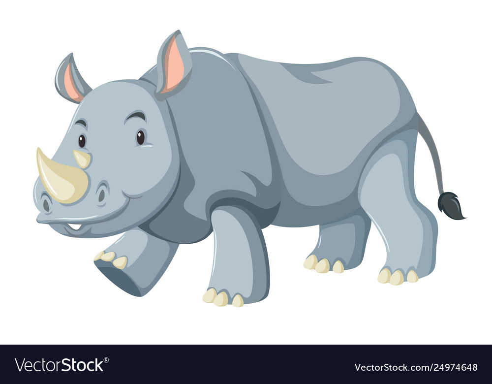 A rhino character on white background Royalty Free Vector