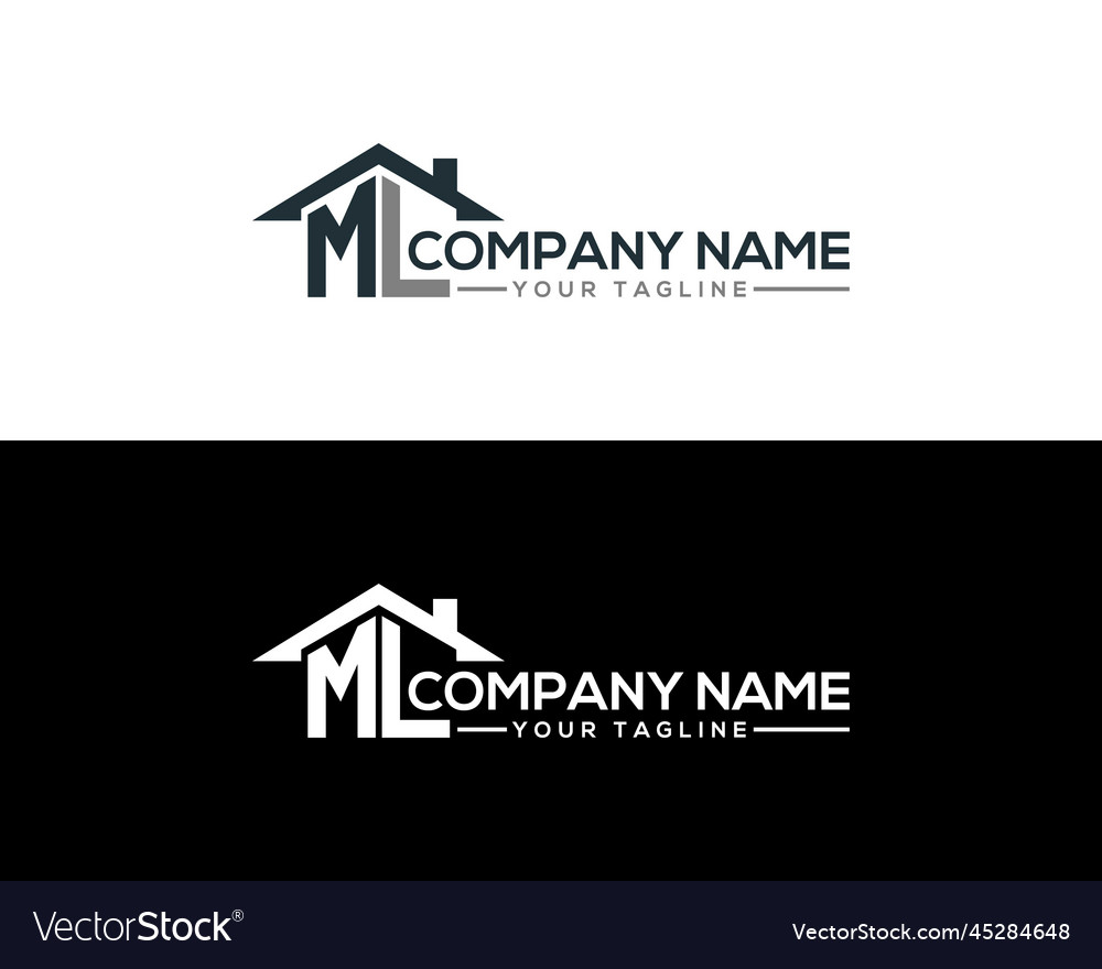 Abstract ml letter creative home shape logo Vector Image