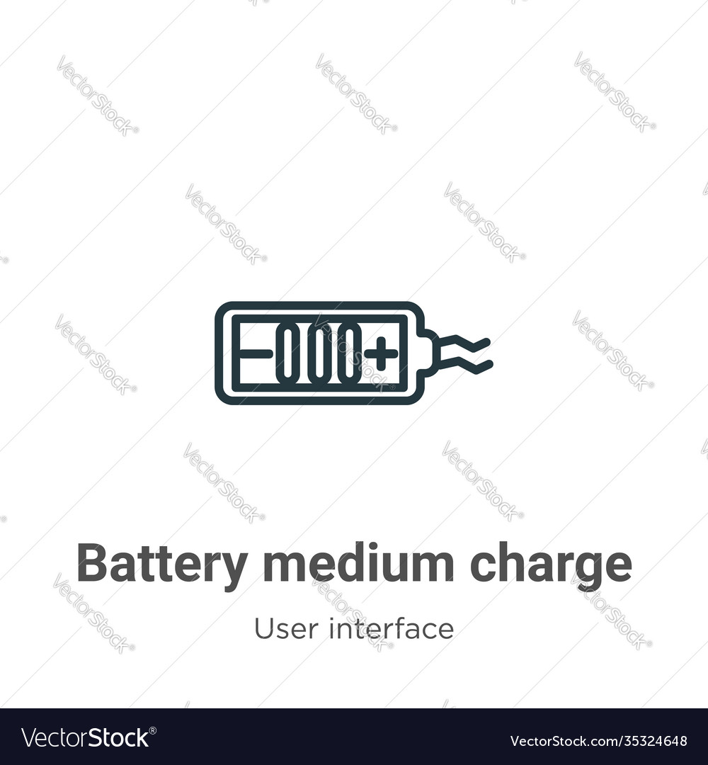 Battery medium charge outline icon thin line