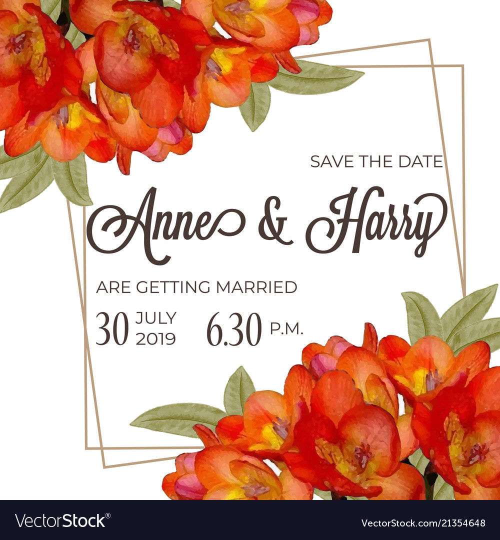 Beautiful floral wedding invitation in watercolor