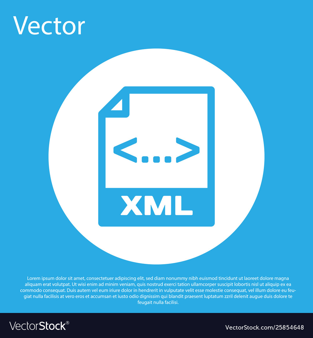 Blue xml file document icon download button vector image Blue xml file document icon download button
