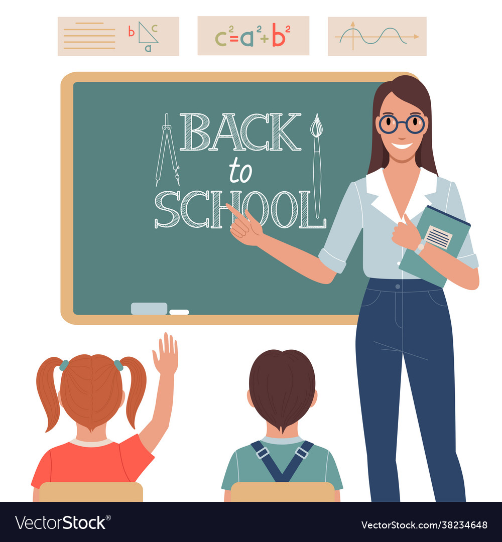 Children and teacher at school Royalty Free Vector Image