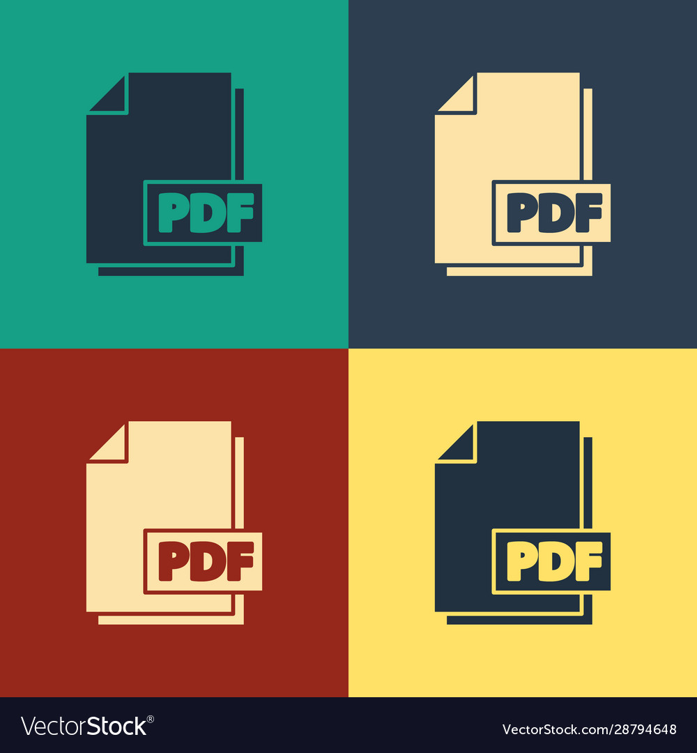 Color pdf file document download pdf button icon Vector Image