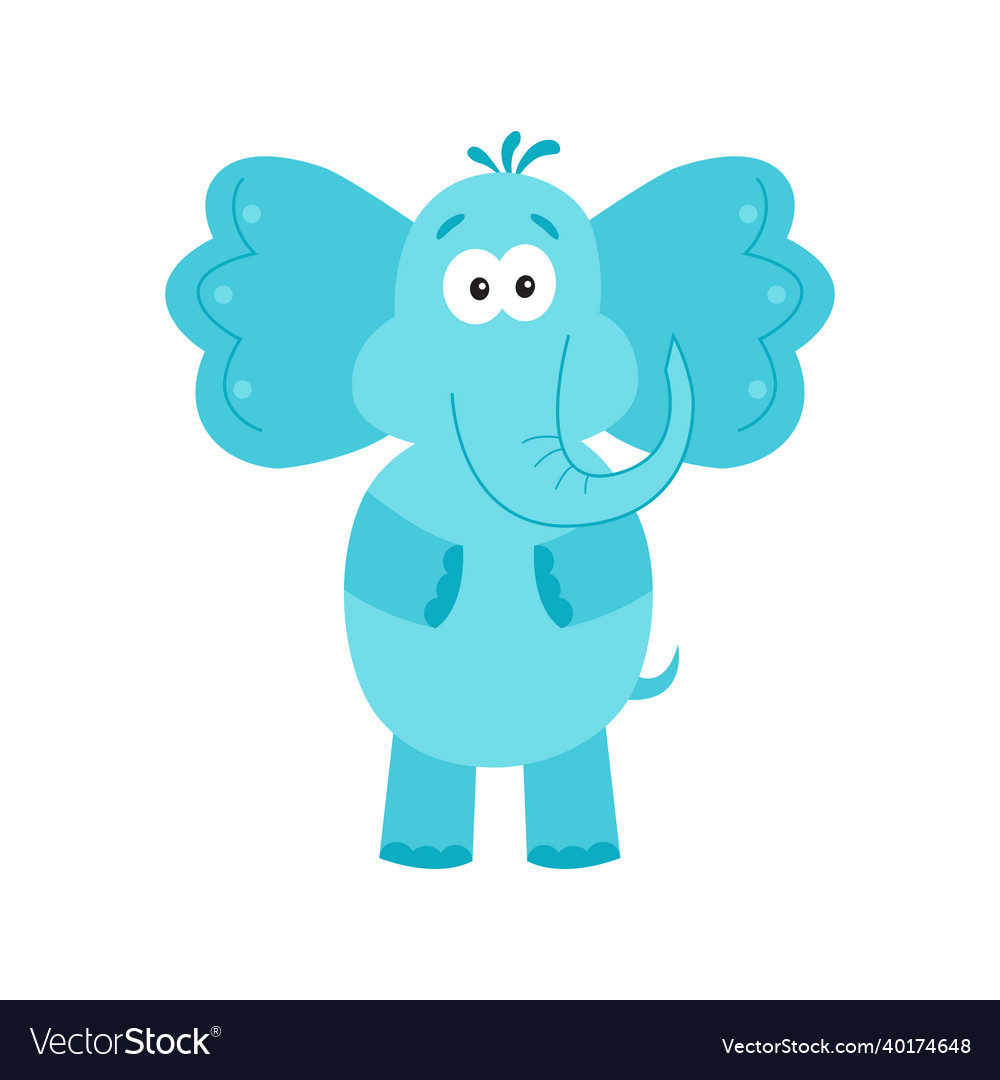 Funny blue elephant isolated on white background Vector Image