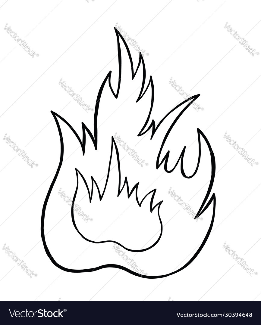 Hand drawn burning fire black outlines Royalty Free Vector