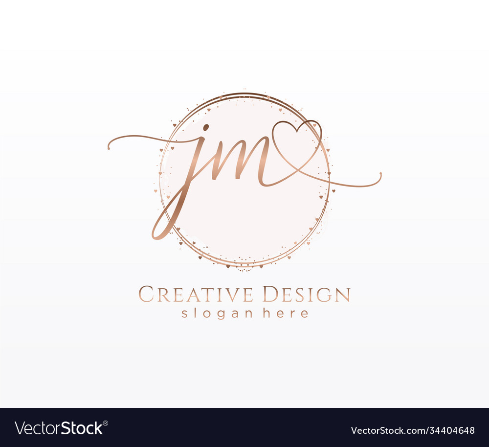 Initial jm handwriting logo with circle template Vector Image