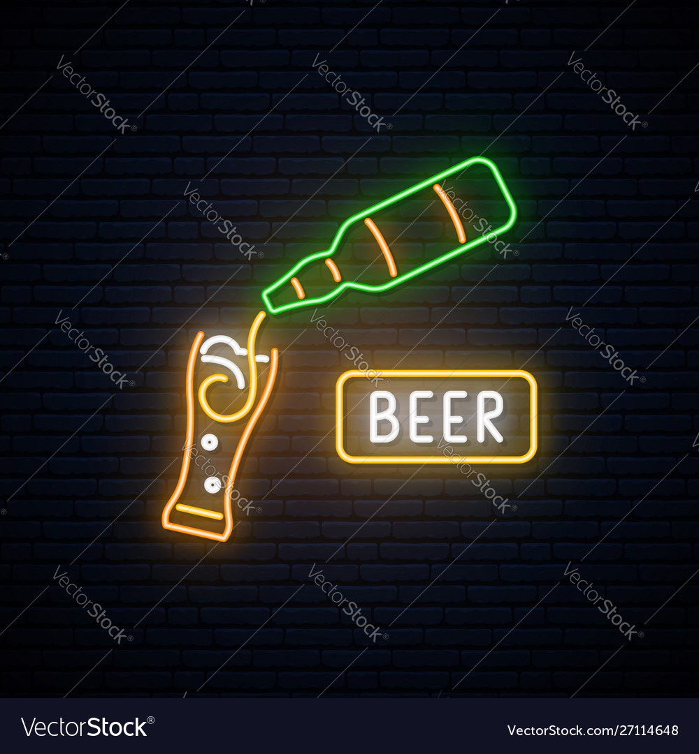 Neon beer sign bar advertising design